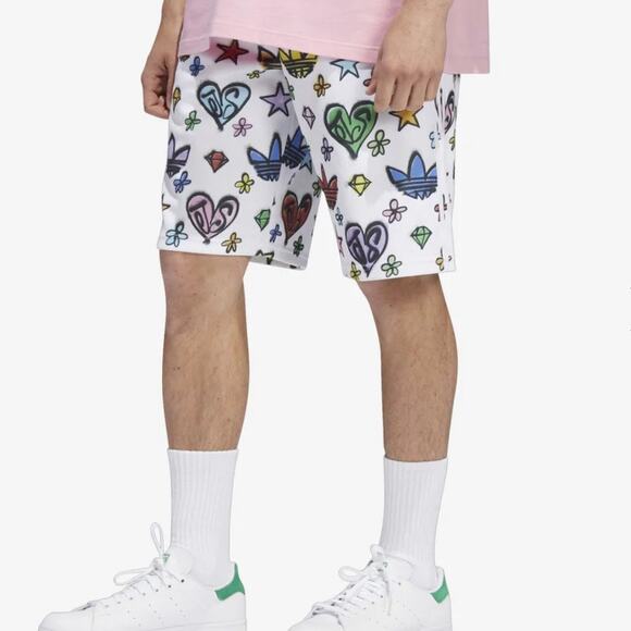Adidas Jeremy Scott White Monogram Firebird Shorts L - Picture 1 of 9